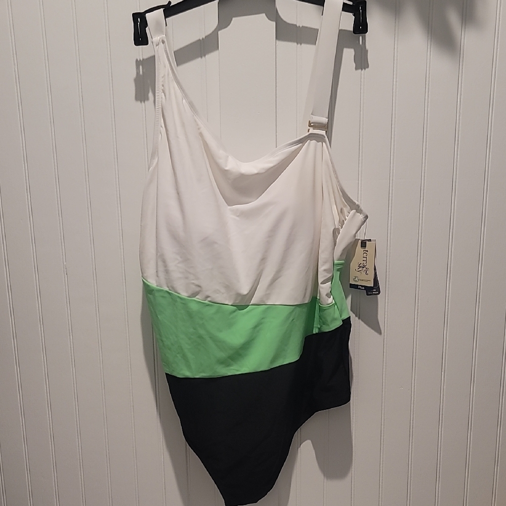 **Title:** Elegant Color Block One-Piece Swimsuit - Women's Size